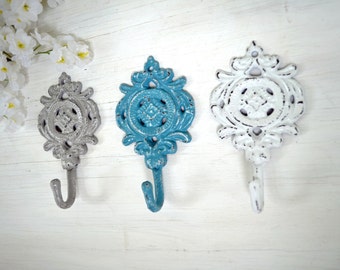 Three Cast iron Hook, Coat hook, Towel Hook,Ornate Hook, Key Hook