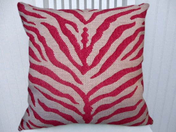 Items similar to Fuchsia Zebra Decorative Pillow Cover 18x18 or 20x20 or 22x22-Duralee Zebra ...