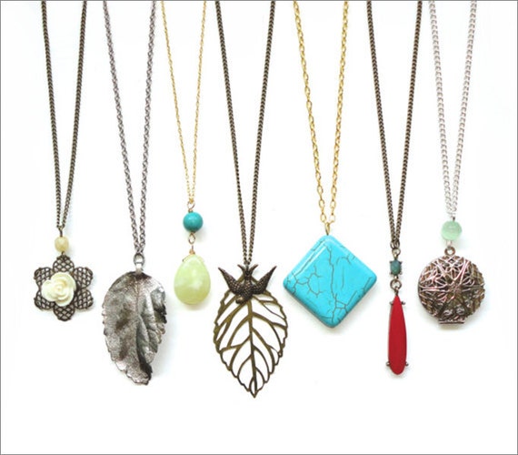 Items similar to Long Pendant Necklaces - You Choose Two for 32 Dollars ...