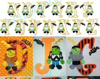 Halloween embroidery frankenstein font applique designs instant download