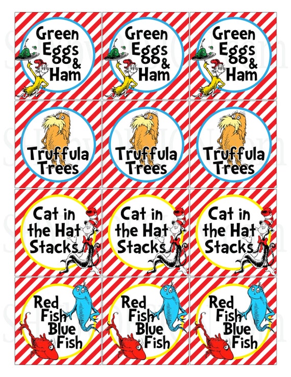 Items similar to Customized PRINTABLE Small Dr. Seuss Favor Tags - 4 ...
