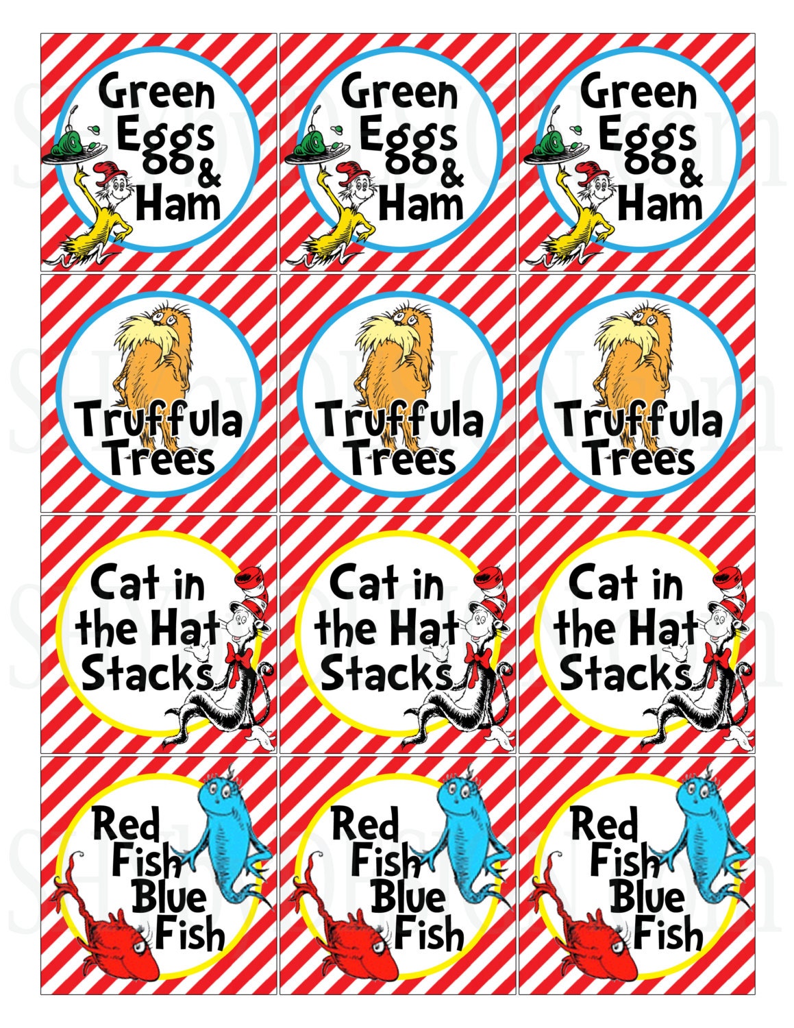 Customized PRINTABLE Small Dr. Seuss Favor Tags 4 by shydesign