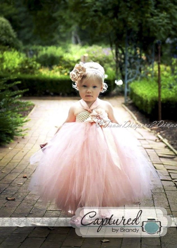 Peaches and Cream Flower Girl Tutu Dress All Sizes  weddings photo ops pageants plays dress up and more