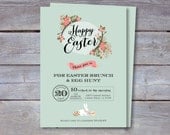 EASTER Invitation - Printable file. Brunch and Egg Hunt. Print or email your own. 7x5. Il_170x135