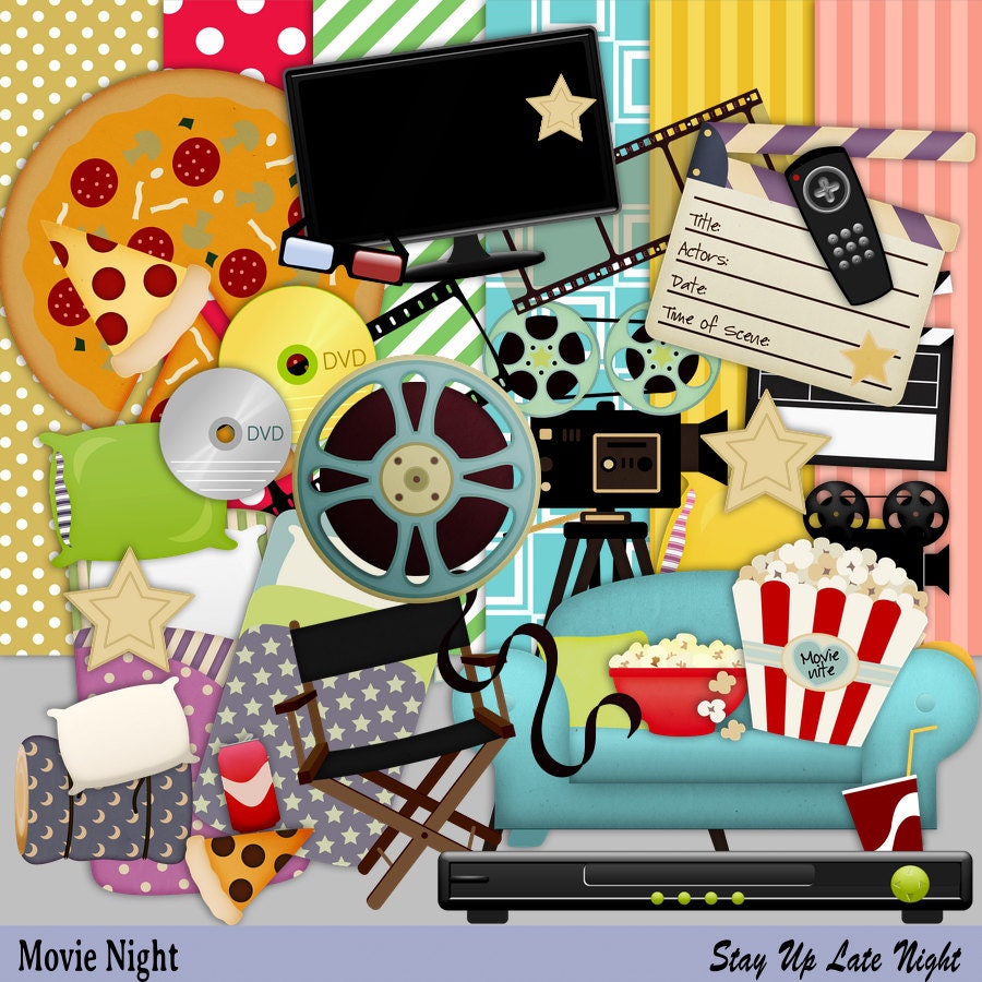 Movie scrapbook Theatre Scrapbook Movie night clipart sleep