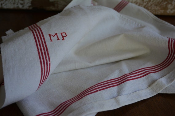 Monogramm geschirrtuch antike französische von fortheloveoffrance