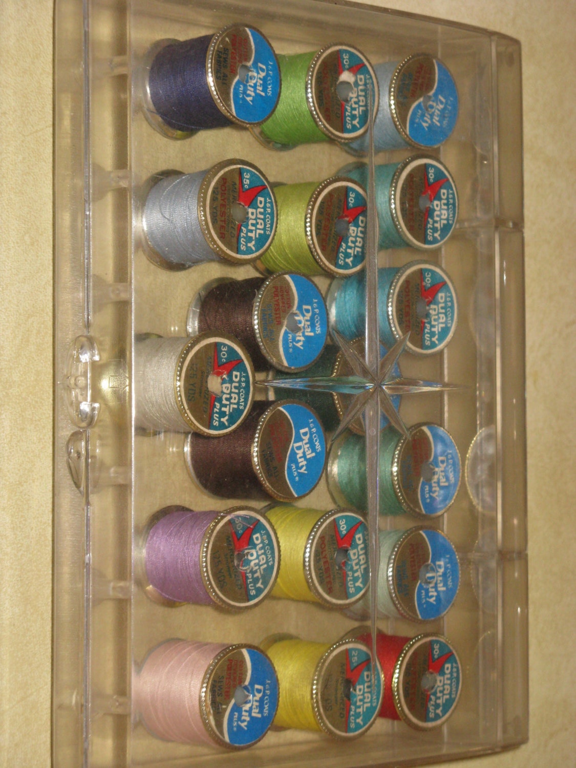 Vintage Sewing Thread Spool Box DRITZ Clear Plastic by