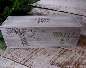 Wine Box Wedding Wine Box Wedding Gift Custom Wine Box Engraved Wine Box Anniversary Gift Wooden Wine Box Rustic Winebox Wine Box Ceremony