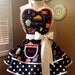 Cupcakes and Polka Dots Womans Retro Apron, Featuring Lace Trimmed Heart Shaped Bib & Custom Embroidered Pocket