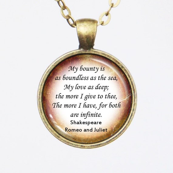 Literary Quotation Pendant Necklace Shakespeare Romeo And