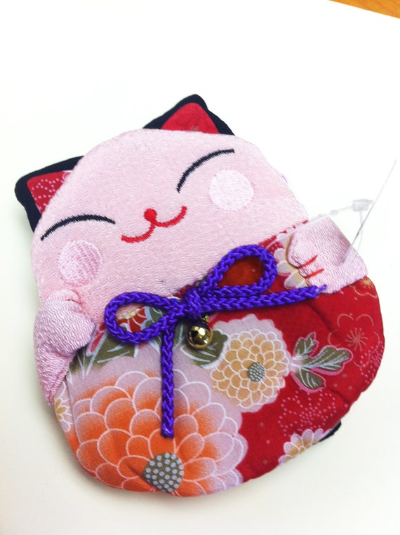 Japanese Style Lucky Cat Maneki Neko Coin Bag Cute by pastagetti