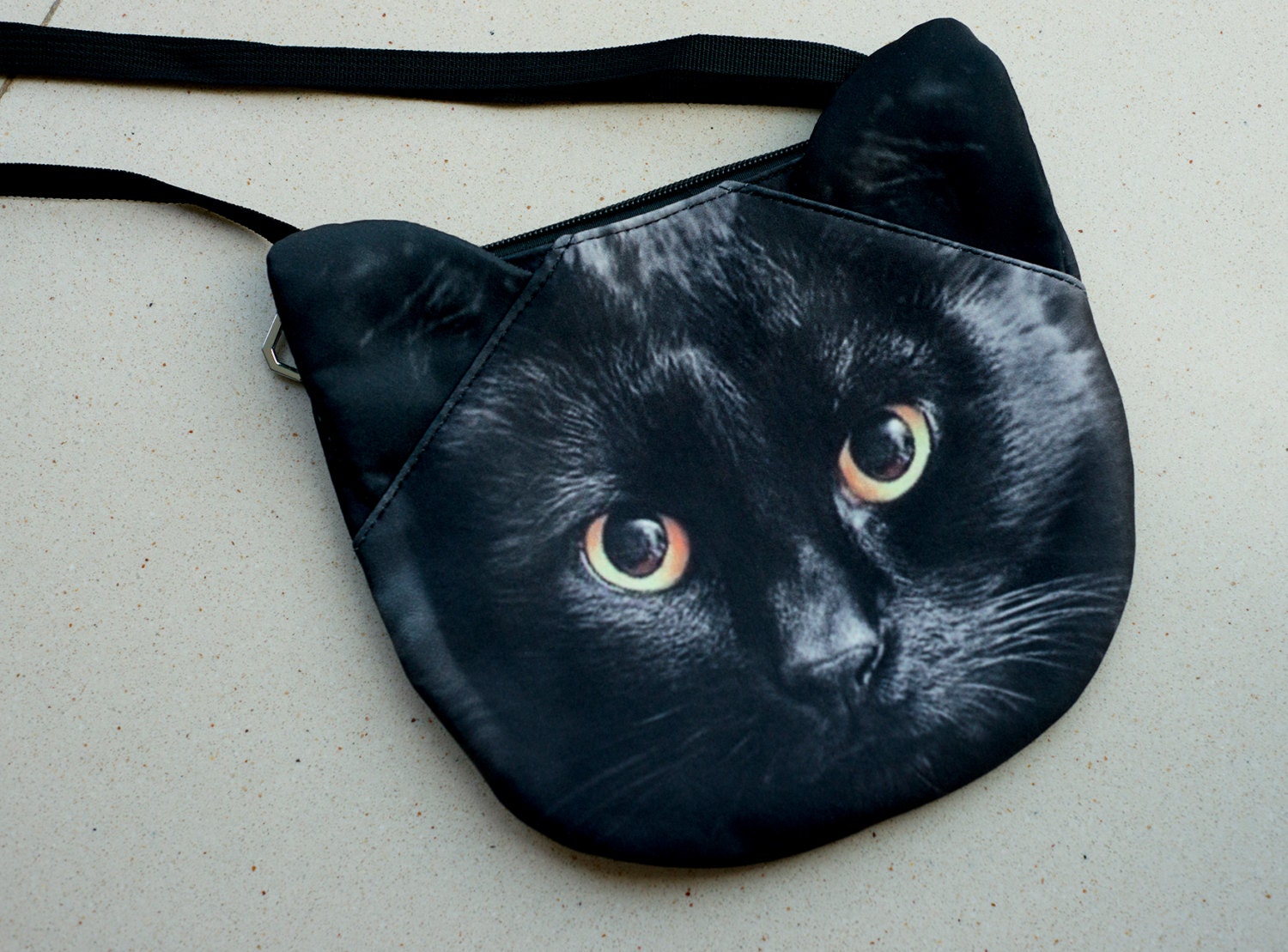 Black cat cross body cat shoulder bag cat bag cat by BENWINEWIN