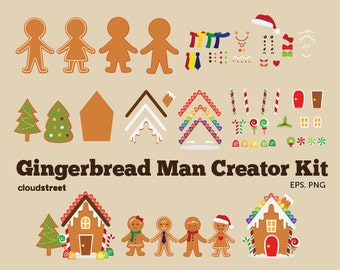 20% OFF Gingerbread man Creator Kit clipart for personal and commercial use ( christmas gingerbread clip art )