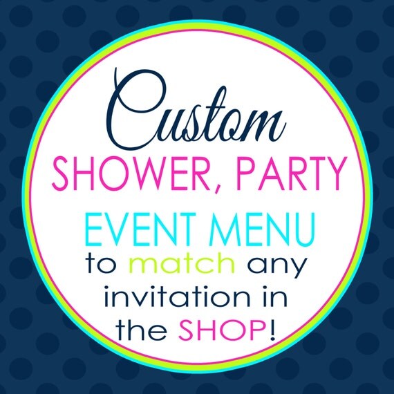 Event Menu, baby shower, birthday, wedding - digital file, printable #518 Il_570xn