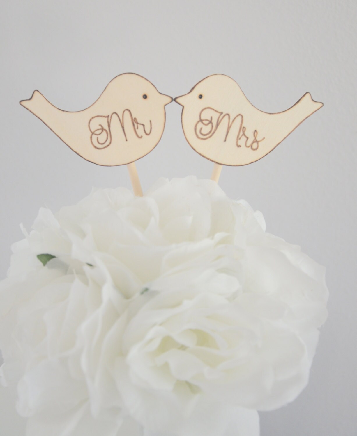 Mr and Mrs love birds wedding cake topper