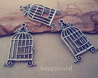 10pcs antique silver birdcage Pendant charm 20mmx33mm