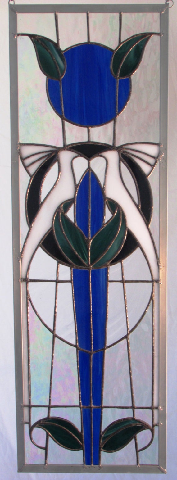 Stained Glass Love Birds Panel