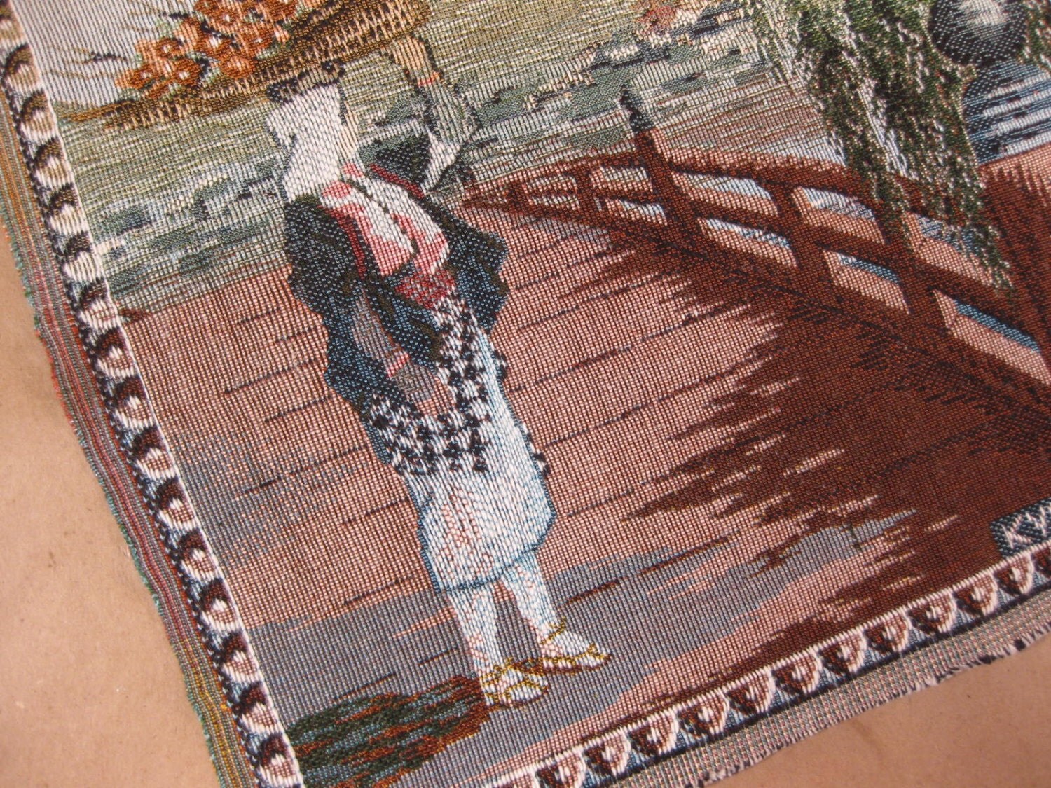 SALE Vintage Japanese Silk Tapestry Weaving by WestAstheCrowFlies