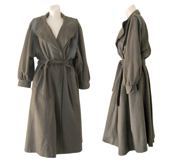 Women Trench Coat Long Trench Coat Army Green Coat Wool Trench