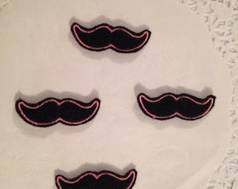 Black felting Mustache applique-set of 4