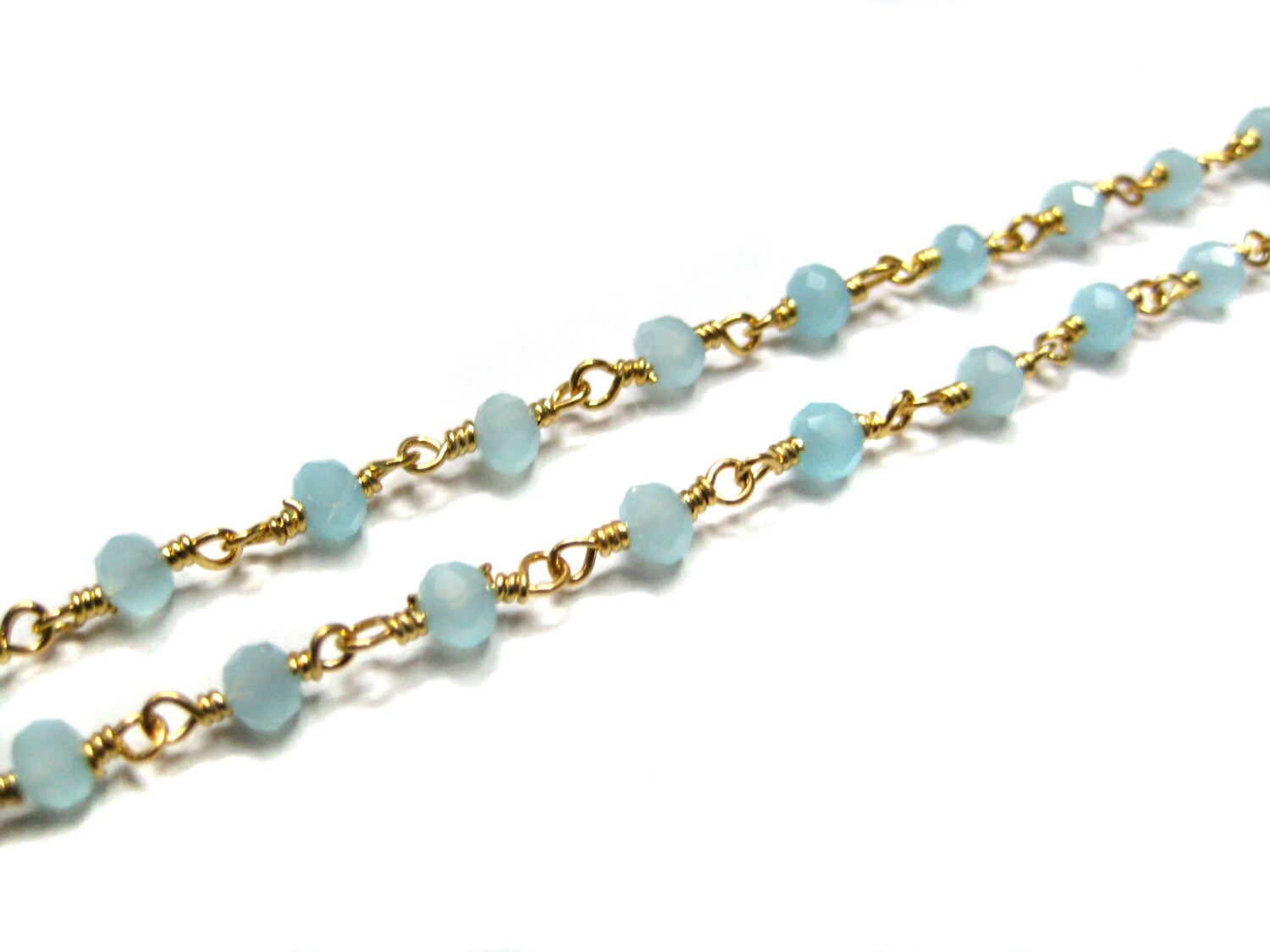 24kt. Gold Plated wire wrapped Beaded Chain roll by finegemstone