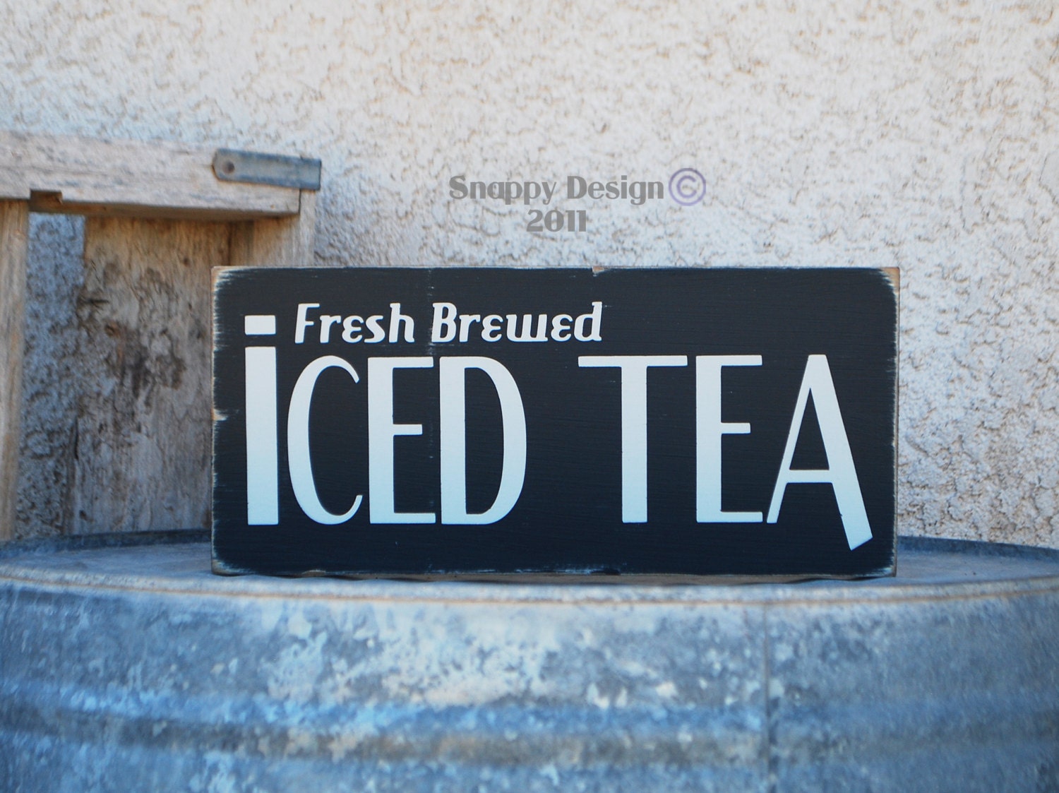 Fresh Brewed ICED TEA Sign Kitchen Rustic Retro