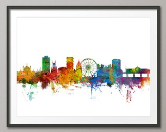 Brighton Skyline, Brighton England Cityscape Art Print (1019)