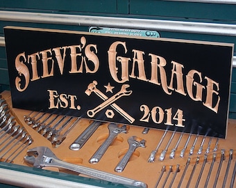 Garage Sign, Guy Cave, Guy Gift, Custom Sign, Man Cave Sign, Rustic Man Cave Sign, Carved Wooden Sign, Benchmark Signs Maple DS