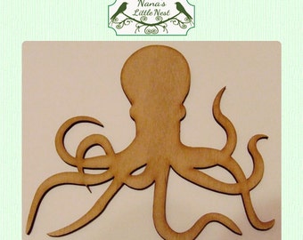 Octopus / Nautical (Large ) Wood Cut Out - Laser Cut