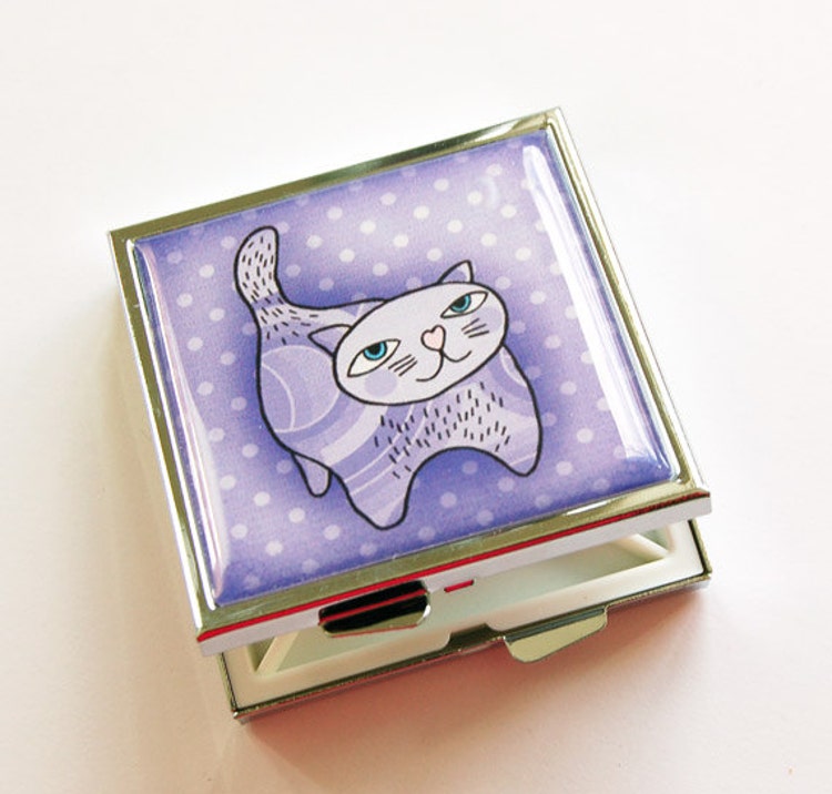 Cat Pill case Cat Pill box 4 Sections Pill case by