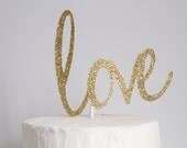 Gold Glitter love Cake Topper Il_170x135