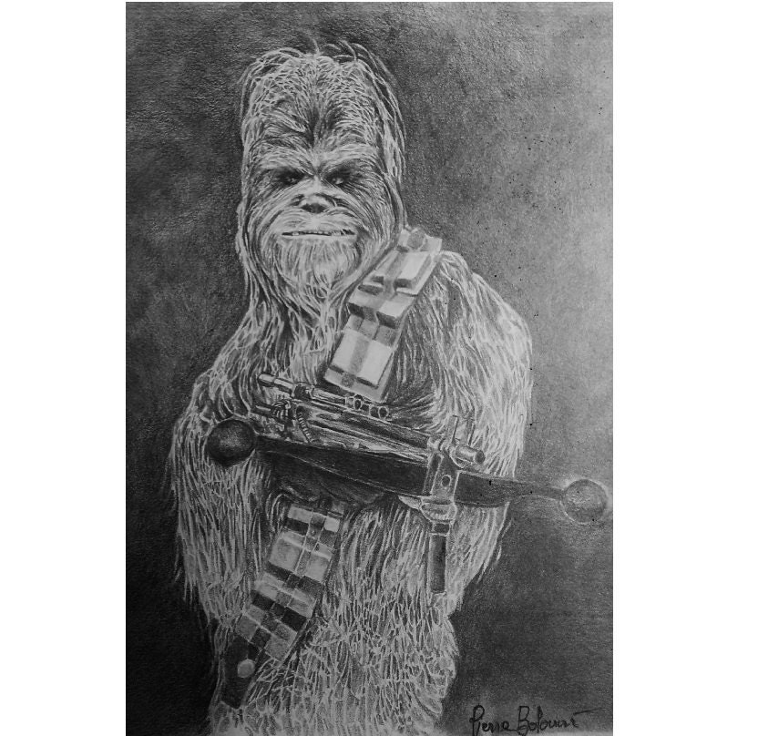 Chewbacca Wookiee Starwars pencil drawing Art by Artbypierre