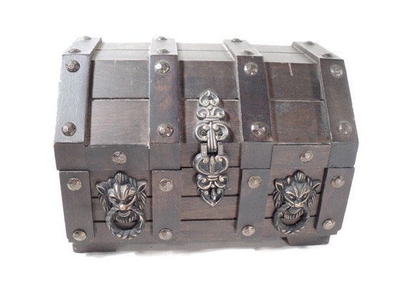 Vintage Mens Jewelry Box Pirate Treasure Chest