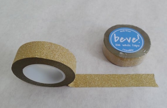 Glitter Tape in Gold Washi Tape, 15mm x 10 METERS, Golden Glitter Tape Il_570xn