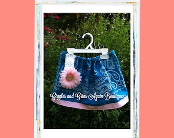 Blue and Pink Bandana Skirt for all the Little Cowgirls, Cowgirl Skirt, Bandana Skirt, Twirl Skirt, Cowgirls, Girls Skirt