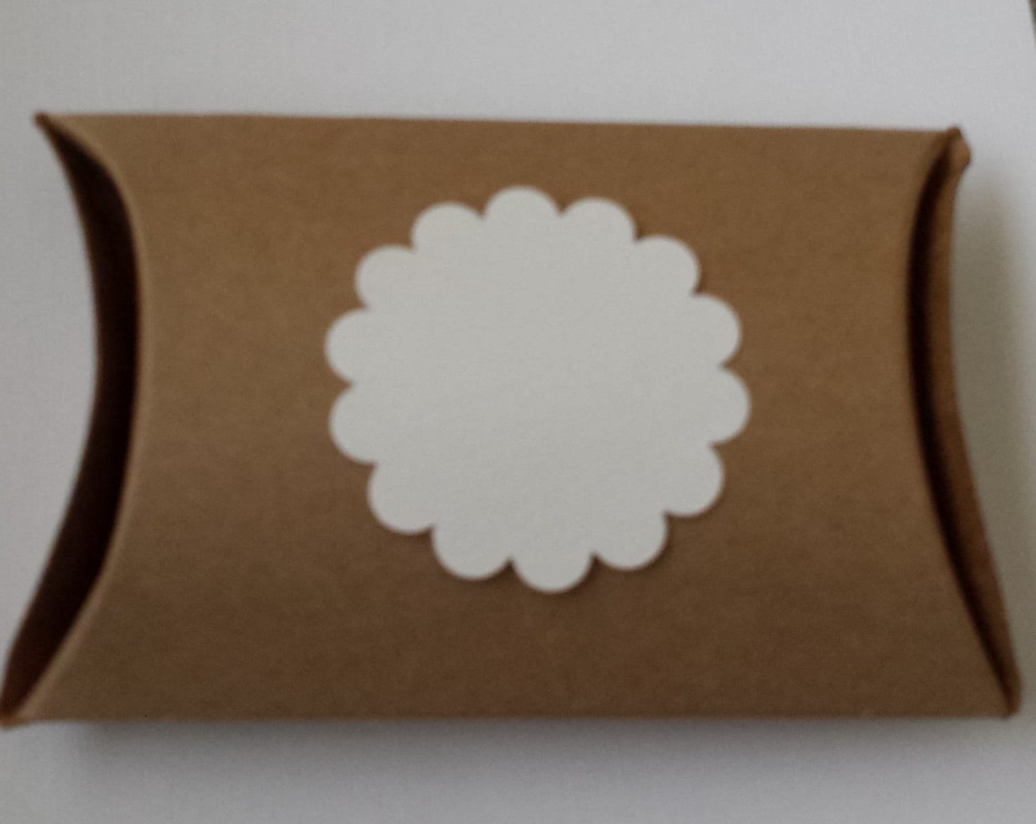 Small Kraft Pillow Box Decorated Dimensional sticker and Name