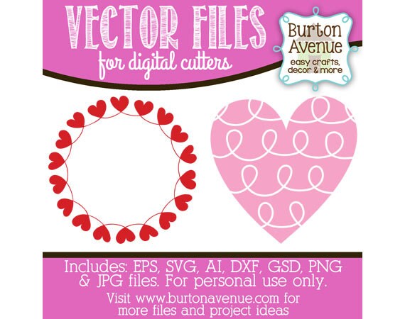 Items similar to Loopy Heart and Heart Border Vector Digital Cut File ...