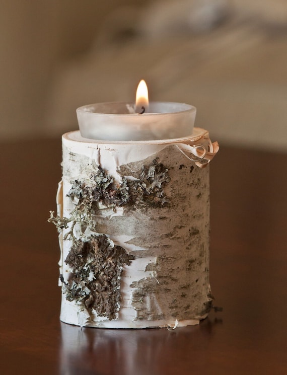Birch votive candle holders