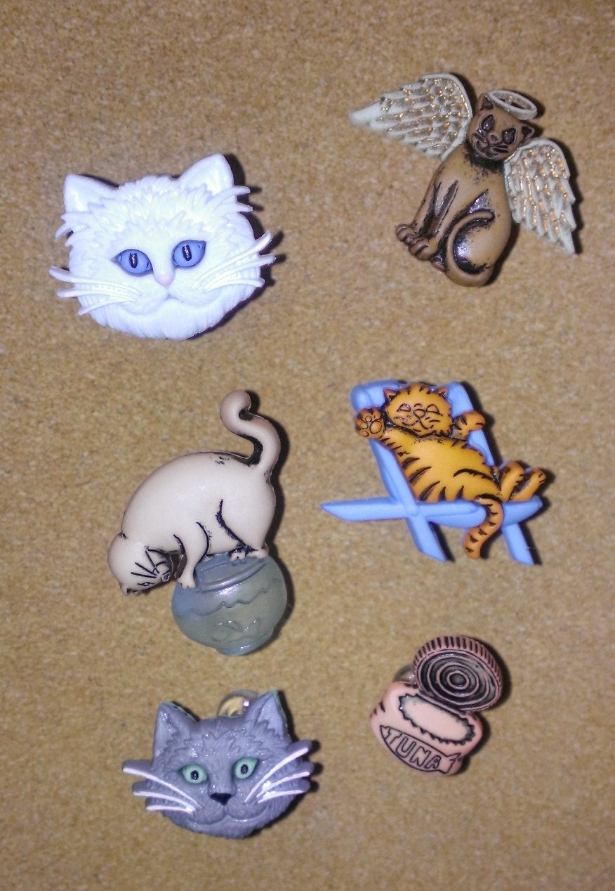 Cute Cat Push Pins by ThroughTheWindowPane on Etsy