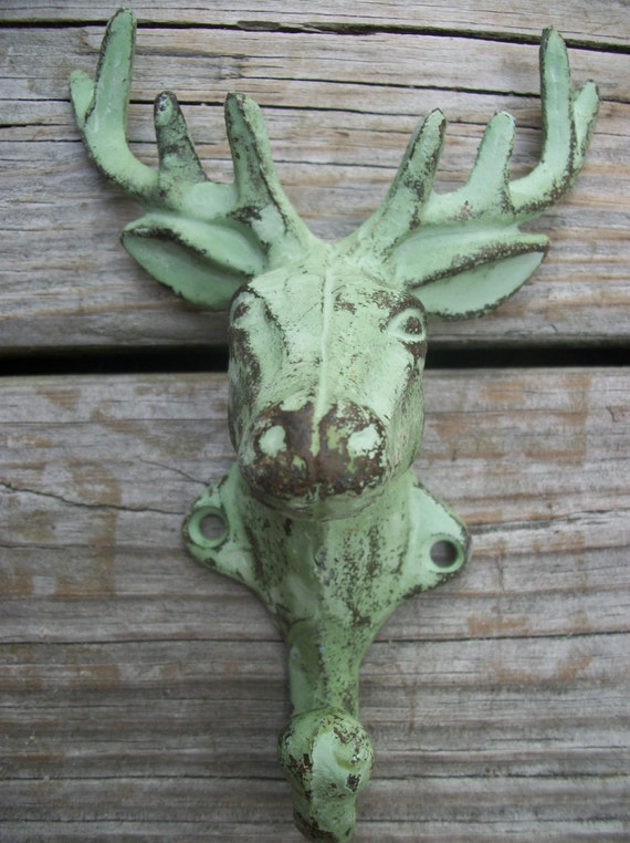 Cast Iron Deer Head Hook by RoadsideTrunkShow on Etsy