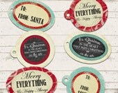 Christmas Gift Tags- Chalkboard, Vintage, Round, Oval - Shabby Chic, Distressed, Holidays Gift Tags - Santa Tags - Instant Download Il_170x135