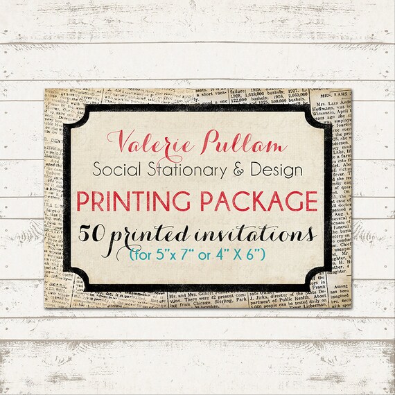 5X7 Professionally Press Printed Invitations - Printed on Cardstock - Quantity 50 - with envelopes Il_570xn