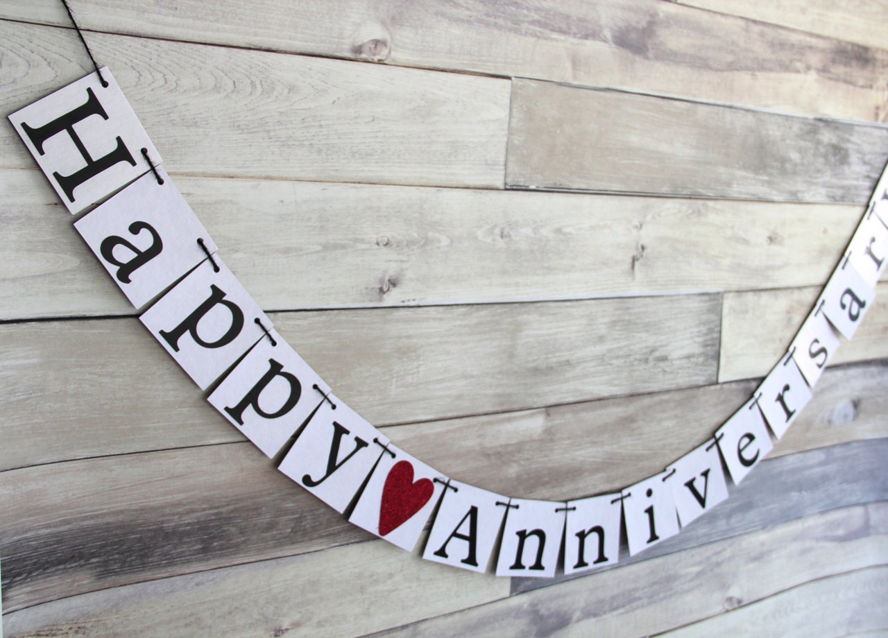 Happy anniversary plus custom names banner sign / silver Happy Anniversary Wedding Anniversary Banner by WeddingBannerLove