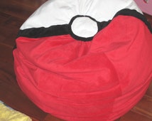 Minky Pokemon Ball Bean Bag Chair Comfortible Chair Red Black