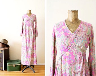 vintage floral maxi dress/ 70s colorful summer by MILKTEETHS