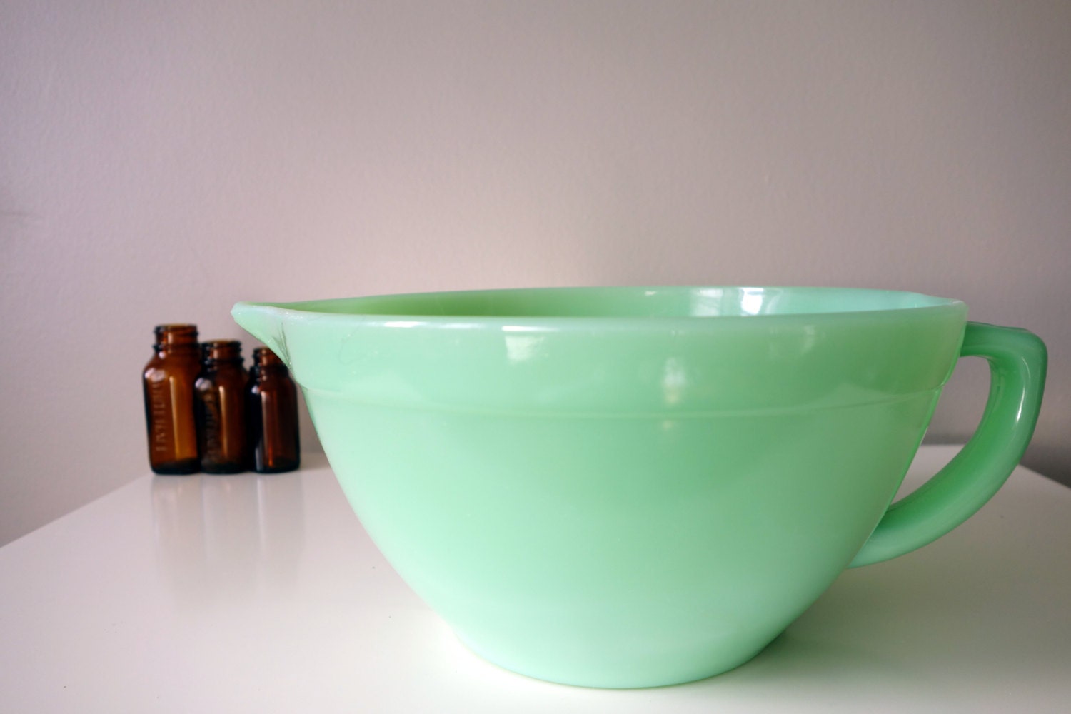 Fire King Jadite Jadeite Batter Bowl Mixing Bowl w/ Handle and