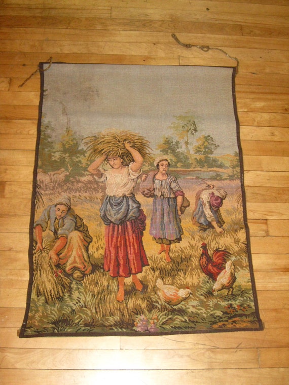 SALE Vintage Tapestry / Belgium Tapestry Woman