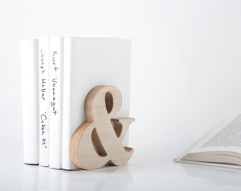 One Wooden bookend Ampersand // Functional decor for modern home // housewarming present // FREE SHIPPING // christmas gift for book lover
