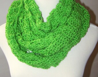 Long, Chunky Cowl/Neckwarmer/Infinity Scarf- Bright Green-Unisex