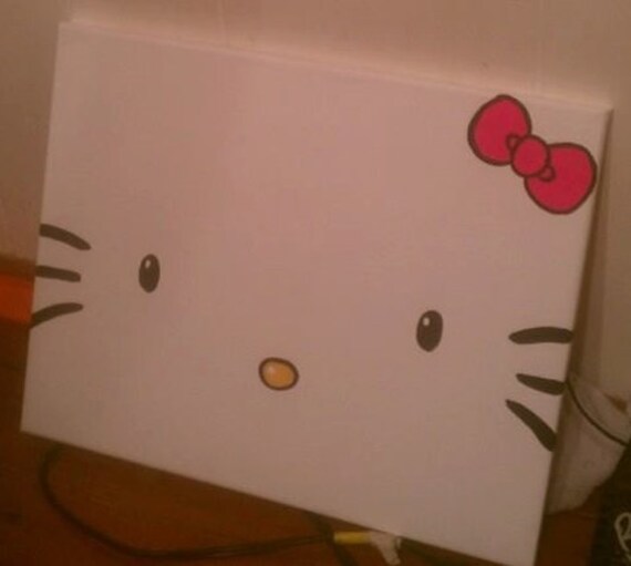 Hello Kitty Hand Painted Wall Art by alliegirl97 on Etsy